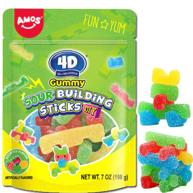 4D Gummy Sour Building Sticks (7oz)