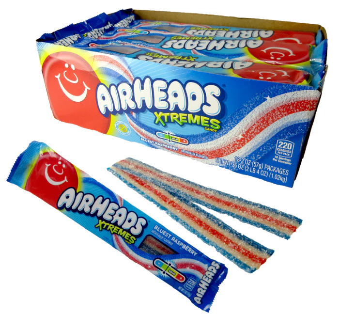 AIRHEADS XTREMES SOUR BELTS - BLUEST RASPBERRY 2oz