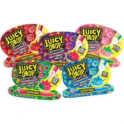 Juicy Drop Gummies Candy - Sweet Gummies & Sour Gel Pen (One Randomly Selected Flavor)