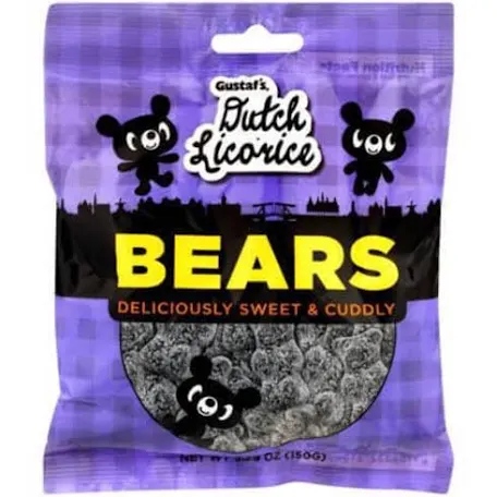 Sugared Black Licorice Bears (5.2oz)