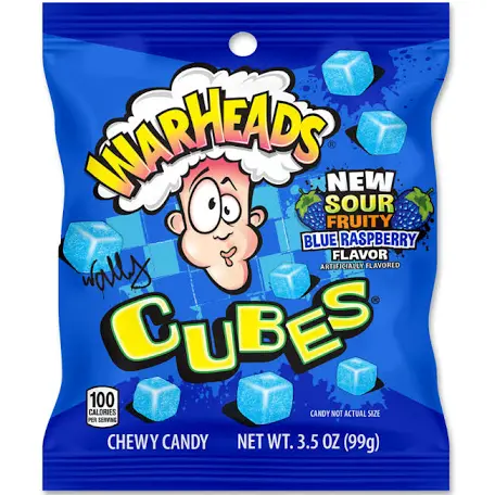 Warheads Blue Raspberry Cubes (3.5oz)